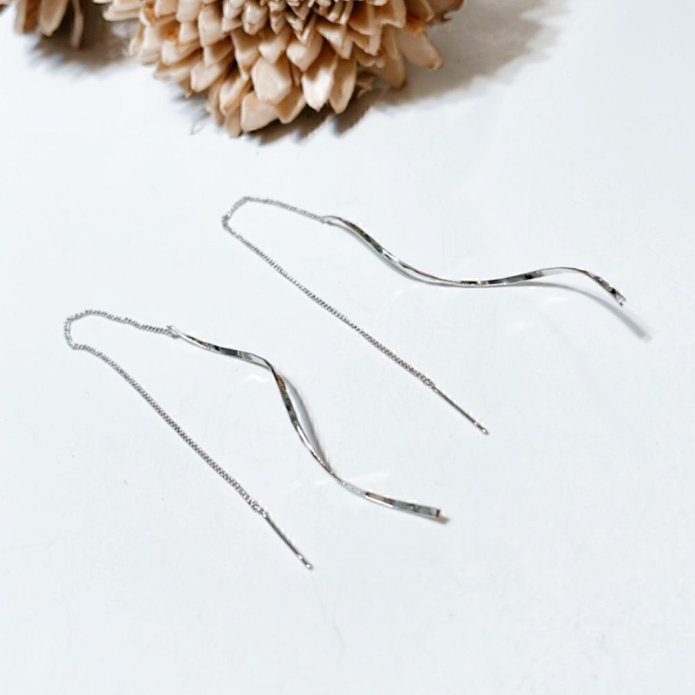 Silver threader earrings M263 - Picture 3 of 4